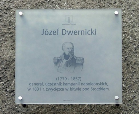 Poliwęglanowa tablica przedstawiająca historię patrona ulicy. (źródło: http://pl.wikipedia.org/wiki/Miejski_System_Informacji_Warszawa)